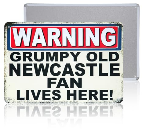 Newcastle United Gifts, Warning Grumpy Old Newcastle Fan Lives Here Funny Metal Sign, Football Metal Poster Wall Decor for Newcastle United Gifts for Men Boys