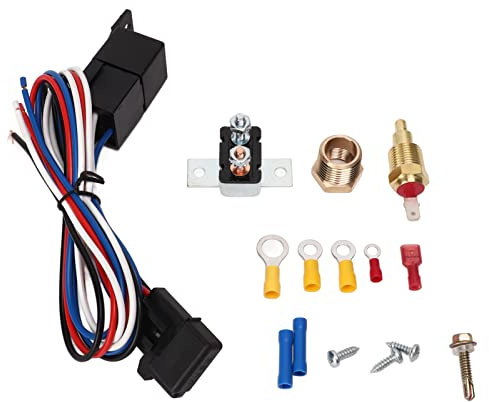 Kit di cavi per relè di controllo del termostato della ventola del radiatore elettrico da 12 V, kit completo di relè per ventola di raffreddamento con termostato regolabile per aut