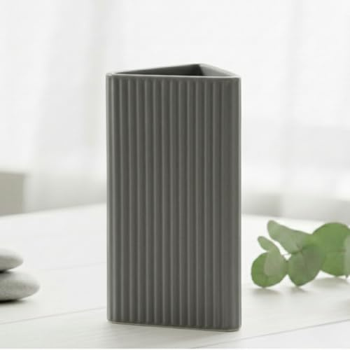 FynDesign Tira Blumenvase 18cm Grau – Tulpenvase 3D-Druck modern | Moderne Deko-Vase für Tulpen & Trockenblumen – 3D-Druck aus nachhaltigem Kunststoff (PLA), CO2-neutral, für Tisch & Regal