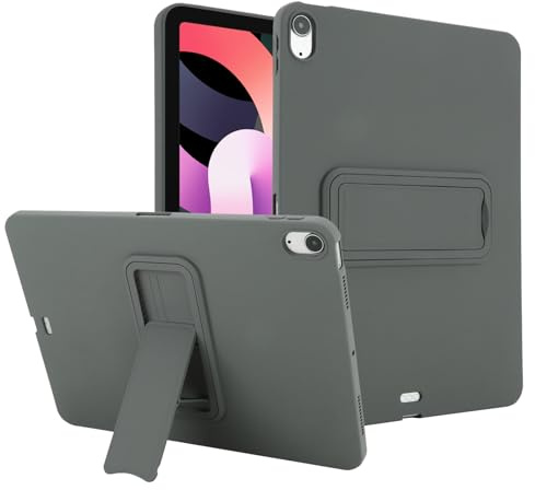 Custodia in silicone compatibile con iPad Air 13 pollici M4 2026, sottile, leggera e flessibile in gomma TPU morbida, custodia protettiva integrale antiurto per tablet con cavalletto. Grigio