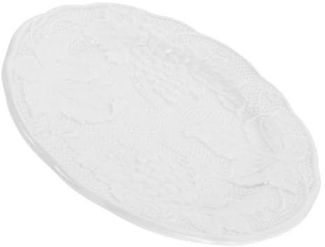 PAMINGONO Piatto in Ceramica Bianco Rotondo con Bordo Testurizzato, Resistente e Facile da Pulire, Design Vintage Francese Elegante per Ricevimenti di Nozze e Feste del Tè