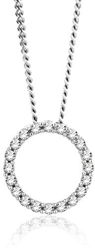 OROVI Halskette Damen Kette Weißgold 18 Karat / 750 Gold Diamant Brilliant 0,07 ct
