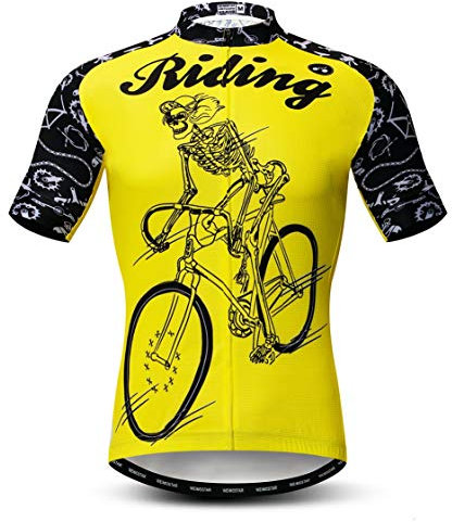 Cycling Jersey Men Bike Clothing Bicycle Jersey topMountain Road MTB Jersey Shirt Short Sleeve Team Sports Wear Yellow Riding Size L