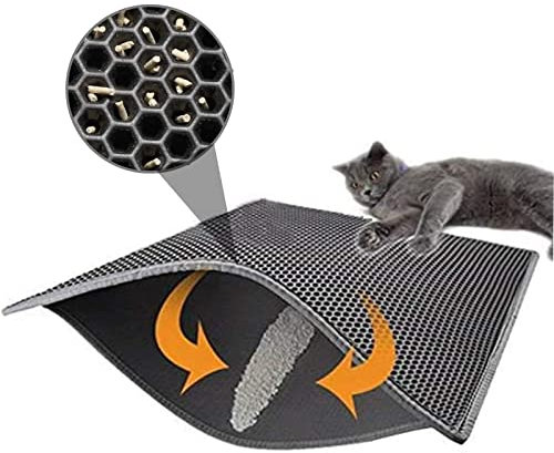 FXxswey Tapis de litière pour Chat, Pliable Double Couche Nid d'abeille étanche Chat Mangeoire Tapis de Protection de Sol et Tapis Facile à Nettoyer (40 * 50cm)