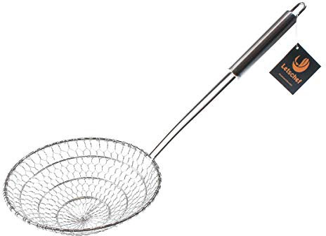 Letschef Spinnensieb aus Edelstahl, asiatisches Küchensieb, Wok-Sieb, Draht, für Lebensmittel, Kochen, Skimmer, 17,8 cm, handgefertigt
