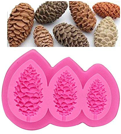 ANNIUP Silikonform für Fondant/Zucker/Schokolade, 3 Höhlen, Tannenzapfen, Kuchendekoration, Backwerkzeug, Weihnachtsfeier