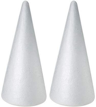 Supvox 2 Stück Weiße Styroporkegel 38x13,5 cm (15x5,3 Zoll) - DIY Bastelzubehör für Weihnachtsdekoration, Schneemann Bauen, Kinderspielzeug - Leichte Schaumstoff-Kegel zum Bemalen & Basteln
