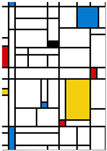 Panorama Aluminiumbild Piet Mondrian 35x50cm - Gedruckt auf Aluminium Dibond Weiß - Wandbild Wohnzimmer