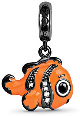 GNOCE Clownfisch Charm Anhänger Sterling Silber Findet Nemo Charms Perlen Eingelegt mit Glänzendem Zirkonsteinen Bestes Charms Geschenk für Frauen Mädchen