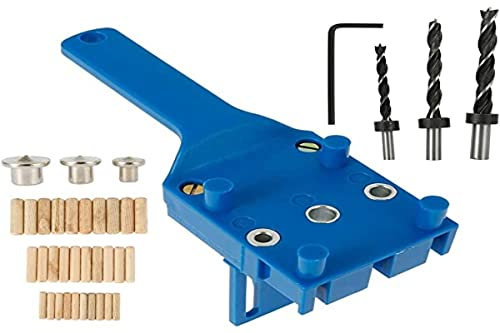 41 Pezzi Dima per Fori a Tasca 6/8/10 mm Dima per Spinatura Legno Guida per Spinatura per Angolo di Lavorazione del Legno (41pcs, blu)
