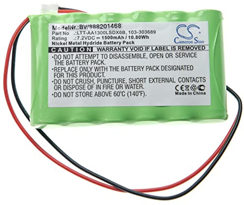 vhbw batteria sostituisce Visonic BAT301179, 103-303689, 103-300691, 103-301179, BATPM30 per sistema d'allarme (1500mAh, 7,2V, NiMH)