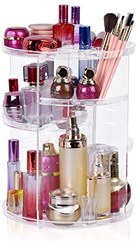 Easyhouse Organizador de maquillaje giratorio de 360 grados, organizador giratorio de 8 capas ajustables para el cuidado de la piel, estante para cosméticos, organizadores de maquillaje y