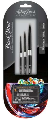 Silver Brush Limited WC-3205S Black Velvet Beginner Round Set, Set of 3 Brushes, Round Brushes in Sizes 2, 6 and 10