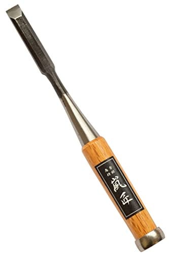RANSHOU Scalpello giapponese da 12 mm, scalpello da mortasa Oire Nomi, scalpello per legno di qualità per la lavorazione del legno, manico in quercia rossa giapponese, realizzato in Giappone