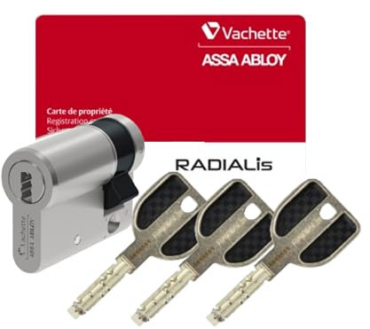 Vachette RADIALis - Demi Cylindre de Serrure 32,5x10mm, Sécurité Maximale - Anti perçage, bumping, crochetage, casse - Porte extérieure, de garage, contacteur - 3 Clés Incopiables, Carte de Propriété