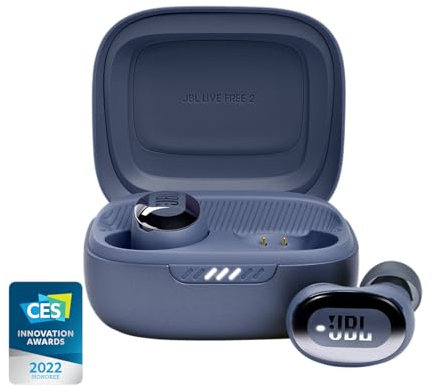 JBL Live Free 2: 35 ore di riproduzione, True Adaptive Noise Cancelling, Smart Ambient, e microfoni beamforming (blu), piccoli