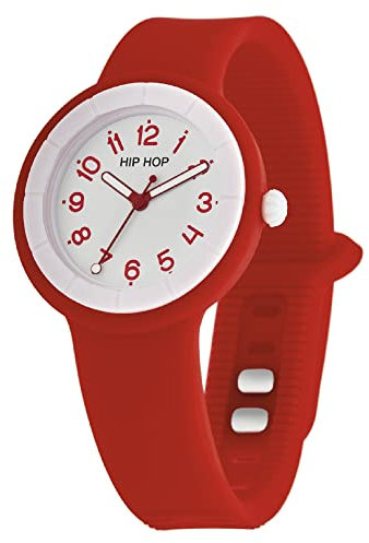 HIP HOP, Collezione Hero.Dot, Orologio Donna Poppy Red, Cinturino in Silicone Soft Touch Intercambiabile, Pratica Chiusura, Lunetta Bianca, Numeri Verdi, Cassa 34 mm, Movimento al Quarzo, Rosso