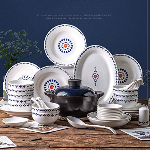 YQBUER Set de 56 Piezas Cena nórdica Conjunto de cerámica y Platos for Platos domésticos Conjunto de vajillas
