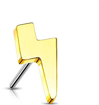 Paula & Fritz® Push-In Aufsatz Blitz Gold Titan-IUM Grade 23 Piercing Set Mehrfarbig 5,5 x 2,6-mm Groß Ohr-Stecker Labret Stud Nipple Straight Barbell
