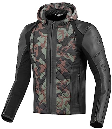 Bogotto Radic Motorrad Leder-/Textiljacke, grün/camouflage, L