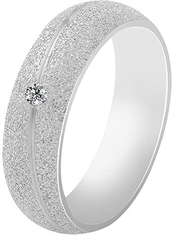 Akzent-Eheringe Partnerringe Verlobungsringe Edelstahl mit Simili + Gravur matt Antragsringe Trauringe Freundschaftsringe (Damenring, 58)