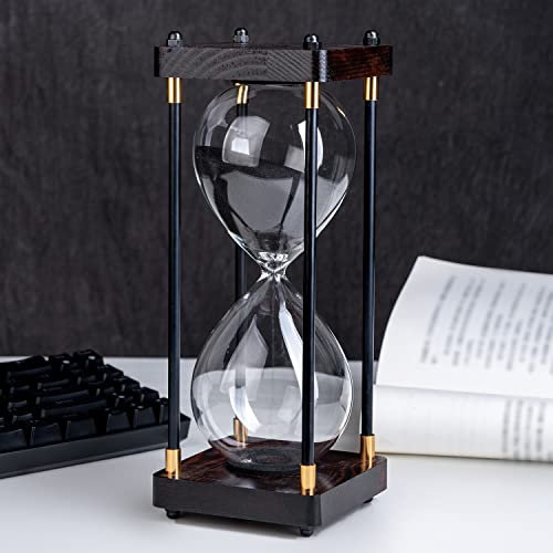 Sablier en bois de 30 minutes - Grand sablier décoratif - Cadeau pour la maison, le bureau, le bureau, la décoration de mariage (sable noir)