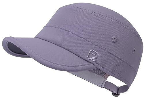 GADIEMKENSD Stretch Army Cap Sport Military Style Sun Hat for Men Women Tripper Cap Summer Cooling Travel Hiking Tactical Cadet Hat Dad Hats Breathable Flat Top Short Bill Corps Hat Purple