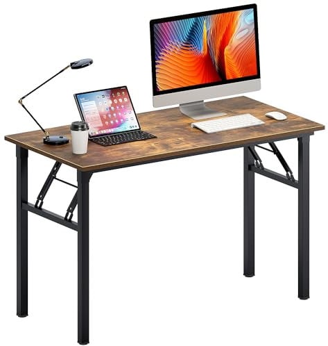 Need Office Computer Desk - 47.2L Sturdy and Heavy Duty Folding Laptop Table,Writing Table/Home Office Desk/Sewing Table,No Assembly Required,Rustic Brown AC5FB(120 * 60)