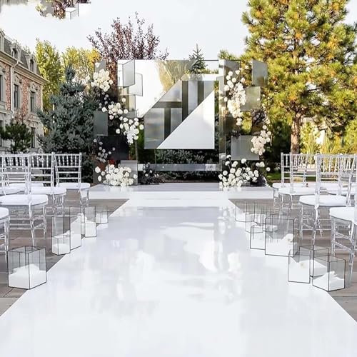 HAILM Tapis Lumineux Blanc Aisle Runner, Matériau Plastique PE, Épaisseur 0.2mm, Rouleau Tapis Couloir, pour Glam Party, Bal, Mariage, Événement Spécial Décoratif,1.2x50m/3.9x164ft