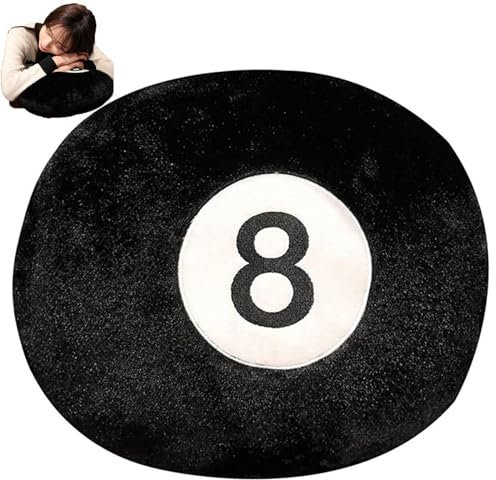 Luxylei Rundes Kissen, 35 cm, Schwarzes Billard-8-ball-stuhl-wurfkissen, Weich Gefülltes Kissen, Bodenkissen, Dekoration Für Zuhause, Sofa, Bett, Auto
