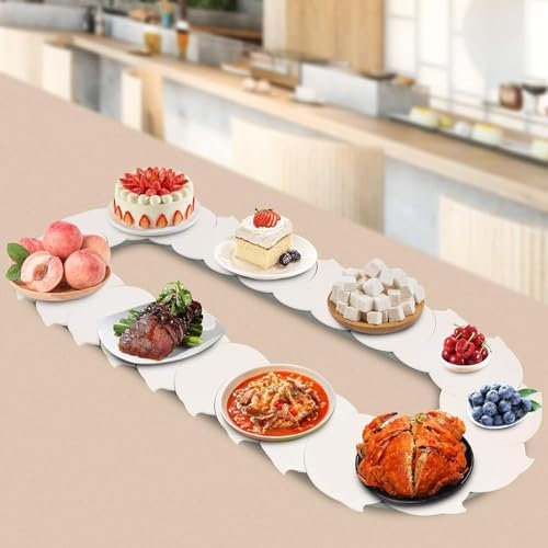 Tavolo da pranzo regolabile per alimenti a rotazione, manuale modulare, tavolo da pranzo regolabile girevole, trasporto alimentare Trano riutilizzabile vassoio rotante vassoio grande ,2M/6.56ft