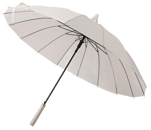 Klassischer Regenschirm mit Langem Griff, Langlebig, Wasserdicht, Automatisch zu öffnen, übergroßer Regenschirm mit Etui für Damen für Regnerische Tage (Beige)