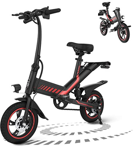 Navitoo 12'' Bicicleta Electrica Plegable, Welocidad Máxima 25 km/h Bici Electrica, Alcance hasta 35-45 km, Bici Electrica con Batería Extraíble de 36V 7.8Ah, Altura Ajustable, Unisex Adulto (Black)