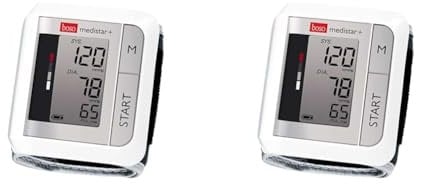 boso medistar+ – Handgelenk Blutdruckmessgerät mit Speicher für 90 Messungen, extra großem Display und Arrhythmie-Erkennung – Inkl. Handgelenkmanschette (13,5-21,5 cm) (Packung mit 2)