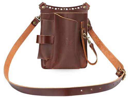 TOURBON Genuine Leather Gardening Tool Pouch Portable Waist Work Belt Bag for Gardeners Electricians Carpenters