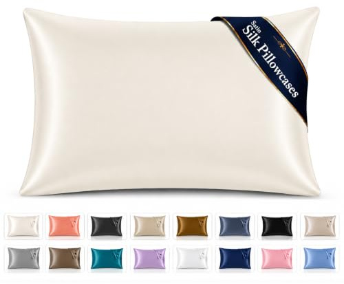 Pamposh Satin Silk Pillowcases For Hair And Skin 4 Pack Standard Size with Envelope Closure (4 Pcs Pillowcases (50 x 75 cm), Ivory White)