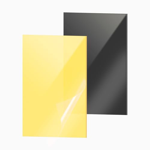 2 pièces Feuille de Miroir Acrylique 40x30x0,3 cm Panneaux de Feuilles Acryliques Feuille de miroir Réfléchissante pour un usage domestique et commercial Bricolage Décoration murale (Or et Noir)