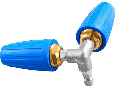 EZALOR Pressure Washer Gutter Attachment, Dual Turbo Nozzle Pressure Washer with 1/4 Quick Connector, 2.0 Orifice Gutter Cleaner for Power Washer, 4-6 GPM, 4000 PSI