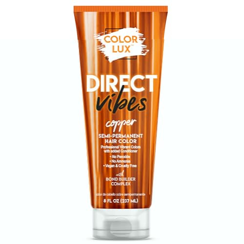 Color Lux Direct Vibes Semi-Permanent Hair Color, Copper, Vibrant & Long-Lasting Shade, Ammonia-Free, Vegan, Sulfate-Free, Paraben-Free, 8 fl oz