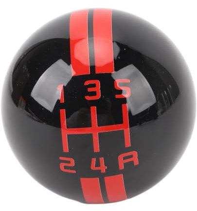 Bnineteenteam Schaltknauf, 5-Gang-Schaltknauf, Runder Kugel-Handschaltknauf mit 3 Adaptern für 1967 2018 (Schwarz und Rot