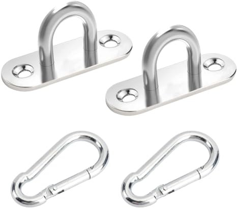 Mikiuly Edelstahl Augplatte und Karabiner, U-förmige Wandhalterung mit Öse, für Sonnensegel, Hängesessel, Wandöse, Wandhaken zum Aufhängen