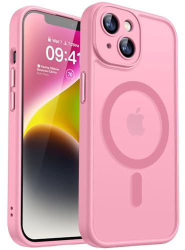 CANSHN 2024 Neu für iPhone 14 Hülle mit Kameraschutz für Magsafe (TOP Militärschutz & Magnetkraft) Extrem Haltbarkeit Hülle iPhone 14 Case Stoßfest, Rosa