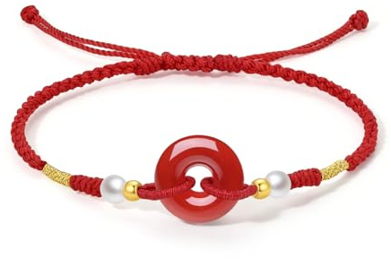 24K Gold Kreis Armband Chalcedon Armbänder Naturstein Perlenarmband | Talisman Schmuck Edelstein Armbänder 24K gelbgold perlenarmband glücksbringer schutzstein chalcedon geflochtene verstellbar
