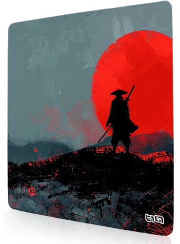 Tilt Gaming Mauspad 500x500 mm - 4 mm rutschfeste Schreibtischunterlage - Speed-Oberfläche & HD-Druck - Maschinenwaschbar Mousepad Klein für Gaming und Büro - Grey Samurai Desk Mat