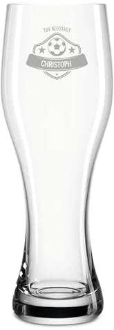 printplanet® Personalisiertes Weizenbierglas – Leonardo® Weizenglas mit Gravur – Design: Fußball Wappen – 500 ml