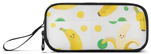 miaozhen Federmäppchen aus Nylon, niedlich, Cartoon, gelbe Bananen, gepunktet, hohe Kapazität, Schulmäppchen, Schreibwaren-Organizer für Büro, Damen