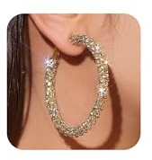 Big Hoop Earrings for Women Large Gold Hoop Earrings Silver Rhinestone Sparkly Weddings Jewellry Gifts Trendy