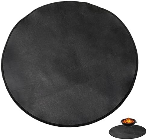 AwnsIMfreien Holzofenmatte, Feuerstellenmatten für unter Feuerstelle, 76, 2 cm, 3-lagige, hitzebeständige, feuerfeste Matte, rund, wasserdicht, unter Grillmatten für Grasdeck, Terrasse, Schwarz