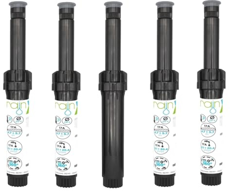 Terra Ricambi 5x Irrigatore statico pop-up S020 PRO 1/2 - Regolabile 360° - Gittata fino a 5,2m regolabile - Corpo 15cm - Alzata 10cm - Modello 15A