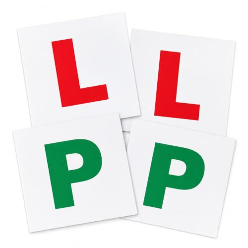 Magnetic L & P Plates 4 pack | Learner Driver Plates | Magnetic Front and Rear Signs | New Driver | Easy to Fit and Remove